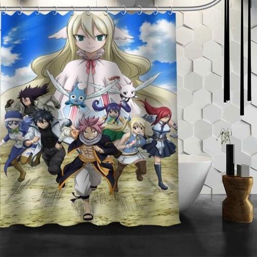 Best Sell Fairy Tail Anime Shower Curtain Polyester Fabric Printing Bathroom Curtain Waterproof Bathroom Products With Hook
