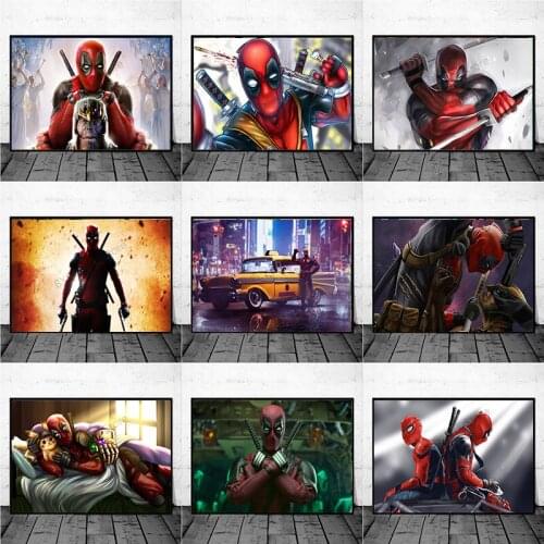 Marvel Avengers Canvas Painting Superhero Deadpool Movie Posters and Prints for Living Room Decor Picture Home Decoration