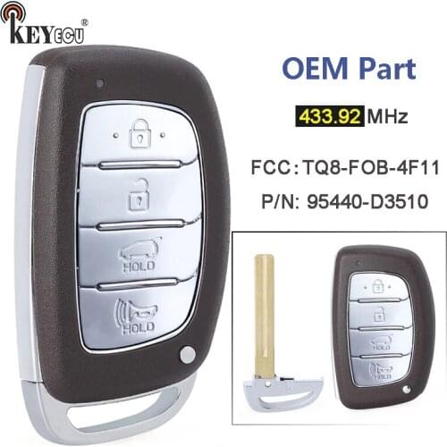 KEYECU 433.92MHz TQ8-FOB-4F11 P/N: 95440-D3510 4 Button Prox Smart Remote Car Key Fob for Hyundai Tucson 2018 2019 2020
