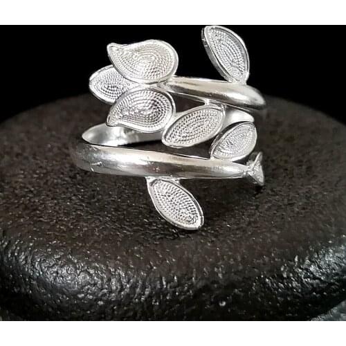 Rose Flower Big Boho 999 Sterling Silver Rings For Women Engagement Ring Adjustable Handmade Luxury Jewelry Ethnic Vintage