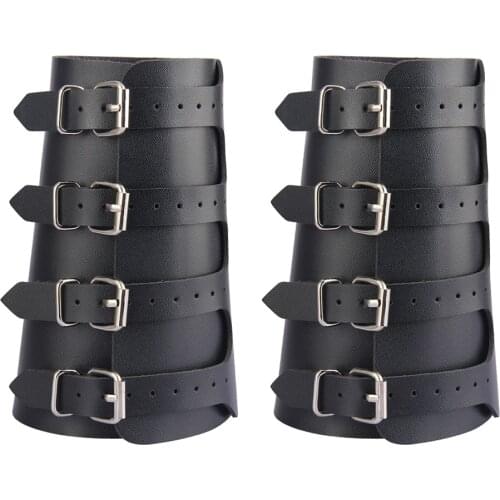 2x Leather Arm Cuffs Unisex Arm Guards Medieval Bracers Vikings Arm Guards Arm Armor Steampunk Leather Gauntlet Wide Wristband