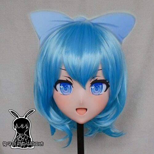 Rabbit 22) Resin Crossdress Pretty Girl 3/4 Head BJD Doll Mask Cartoon Anime Cirno Cosplay Kigurumi Mask Crossdresser