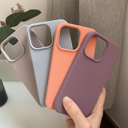 Square Liquid Silicone Phone Case for iPhone13 Pro Max Mini solid color skin-friendly anti-fall soft cases protective cover