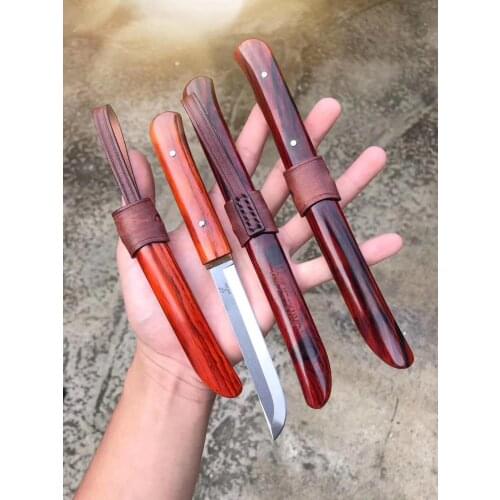 High-quality 440c steel straight blade, Japanese ebony hilt outdoor hunting tactics straight blade with scabbard