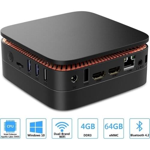 AK1 Windows10 Mini PC Intel Celeron Apollo J3455 8GB DDR3L RAM 128GB SSD BT 4.2 Office HDMI USB3.0 Mini Computer PC WiFi 4K HTPC