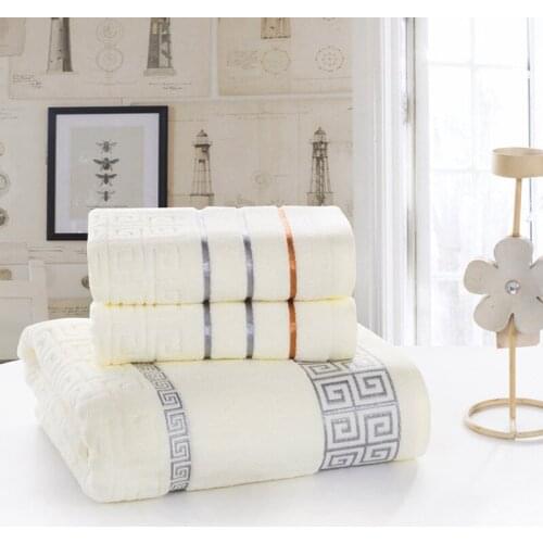 39 3pcs/set Towel Set Lace Border Embroidery 100% Cotton Handkerchief+Face Cloth+Bath Towels Wholesale Terry For Adults