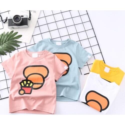 New Kids Boy Girls Cartoon Animal Printed Shirt Summer Short Shirts Tops Causal Children Clothes