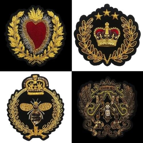 New Sew On Stripe Royal Badge Crown Bee Applique Brand Patches for Pants Clothing Decorated XBT107-120