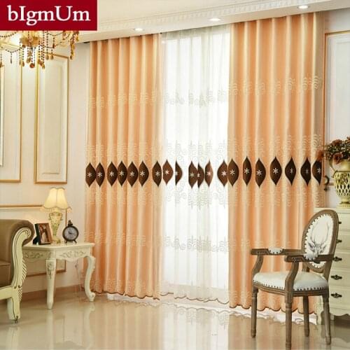 BIgmUm Embroid Luxury modern Blackout curtains living room window treatments kitchen door design curtains blinds custom Made