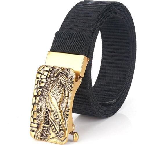 Belt Casual Mens Belt Canvas Wild Belt Automatic Buckle Toothless Business Personality Tide Nylon Male Young Belt Width Style