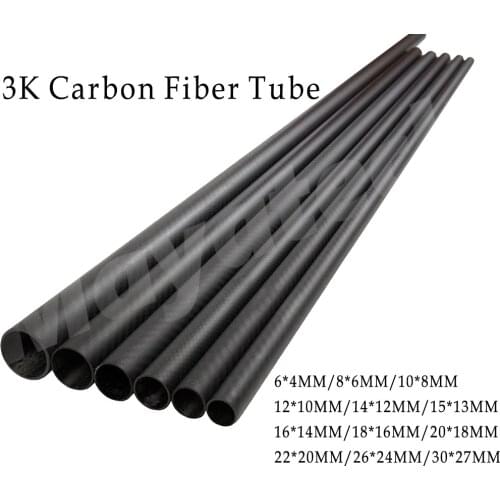 8pcs/Lot 3K Carbon Fiber Tube For Quadcopter Arm DIY Drone 6mm 10mm 12mm 14mm 16mm 18mm 22mm 24mm 26mm 28mm 30mm (0.5meter/pcs)