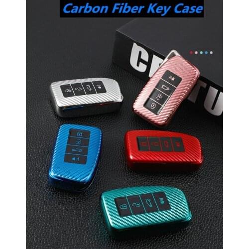 Carbon Fiber TPU Car Key Cover Case Holder Keychain for Lexus NX 200 NX300H RX 350 450H ES 350 ES 300h 4 Button Key Accessories
