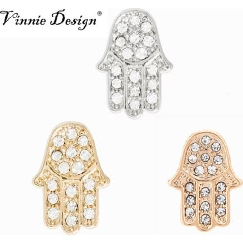 Vinnie Design Jewelry Hamsa Slide Charms fit on Keeper Bracelet Keys for Wrap Bracelets 5pcs/lot