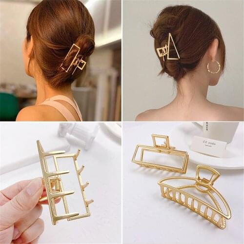 Women Girls Geometric Metal Hair Claw Clip Clamps Hair Crab Diverse Shape Hair Clip Hairpin Large Size Hair Accessories Gifts