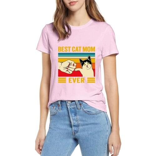 2020 summer fashion promotion Vintage Best Cat Mom Ever Fist Bump 100% cotton women T-Shirt Mothers Day Gift Short Sleeve Tee