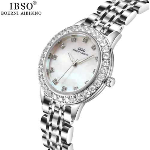 IBSO Brand Womens Quartz Watches Fashion Luxury Round Dial Rose Gold Watch for Ladies Stainless Steel Clock Montre Femme
