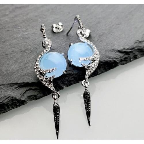 Creative Peacock Bird Eardrop Ethnic Imitation of Natural Jade and Chalcedony Earrings for Women Animal Trendy Fine Jewelry Gift