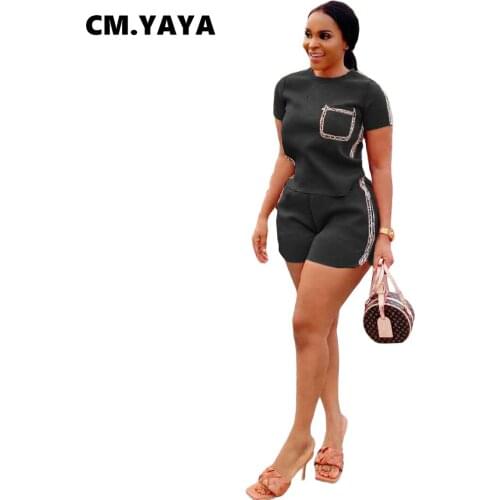 2020 Women Two Pieces Sets Summer Tracksuits Short Sleeve O-Neck Tops+Jogger Shorts Leggings Sexy Suit Fitness Outfit GL6305