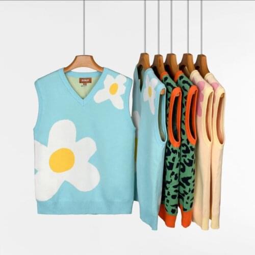 Girl Men Luxury golf Flower Le Fleur Tyler The Creator Knit Casual Sweaters Vest sleeveless Asian Plug Size High Drake Golf vest