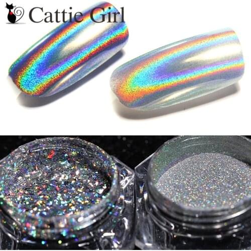 1box 1g Super Flashing Holographic Laser Nail Powder for UV Gel Polish Powder Nail Glitter Dust Nail Art Chrome Pigment