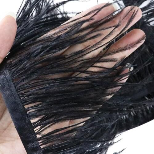 Natural Ostrich Feathers Trim Fringe Wedding Clothes Decoration Sewing Dress Accessory Fluffy Plumes Ribbon For Crafts Wholesale