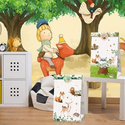 12pcs Woodland Animal Theme Paper Candy Box Gift Bags Birthday Party Decorations Kids Jungle Party Decorations Baby Shower Boy