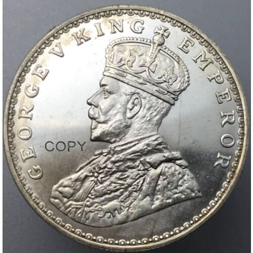 1936 India George V King Emperor Brass Silver Plated One Rupee Copy Coin