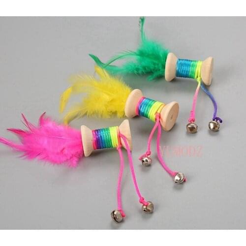 2020 Cat Toys Dumbbell Belt Feather Bells Interactive Teaser Toy With Colorful Straps Funny Kitten Toy pet products cat stuff