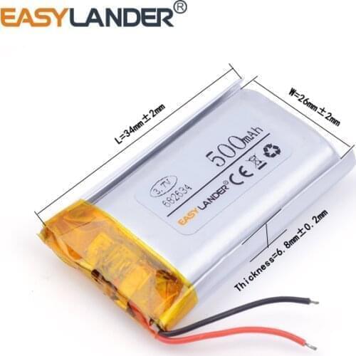 3.7V 500 mAH 682634 PLIB polymer lithium ion / Li-ion battery for GPS mp3 mp4 mp5 dvd bluetooth model toy battery pack