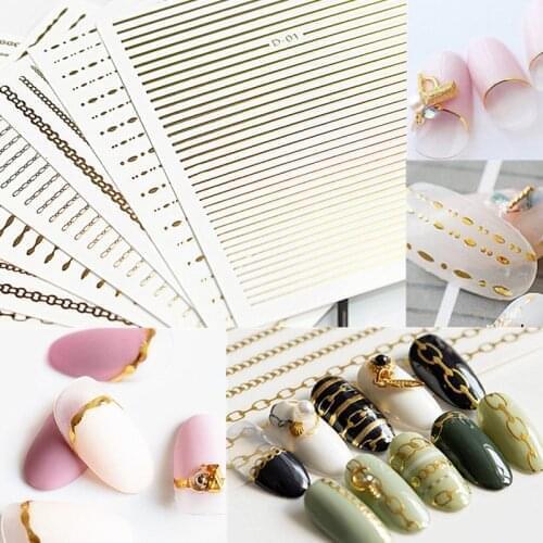 3D Nail Sticker Decals Adhesive DIY Manicure Slider Nail Art Decals Polish Curved Wire Nail Decoration Tools