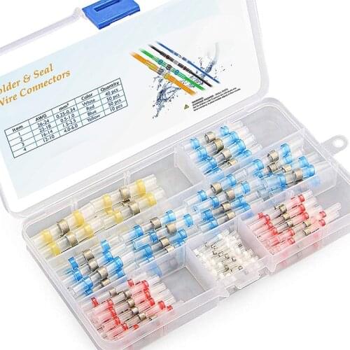 50Pcs Lugs electrical connectors Shrink wrapping wire connector Solder Seal Wire Connectors Kit, Heat Shrink Butt Connectors