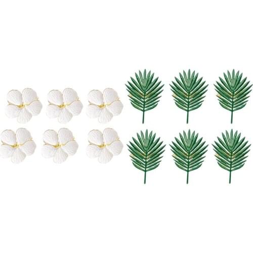 6 Pcs Flower Napkin Buckle Napkin Ring & 6Pcs Sunflower Leaf Napkin Circle Plant Leaf Napkin Buckle Meal Party