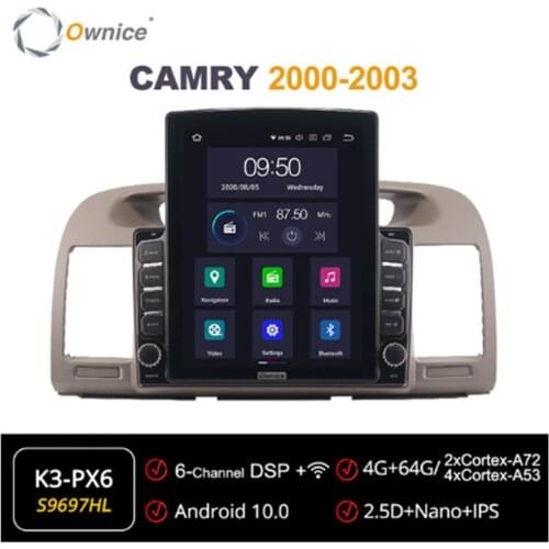 Ownice Octa 8 Core Android 10.0 Car Radio forToyota CAMRY 2000 2001 2002 2003 GPS Multimedia Stereo Player Tesla Style 4G LTE