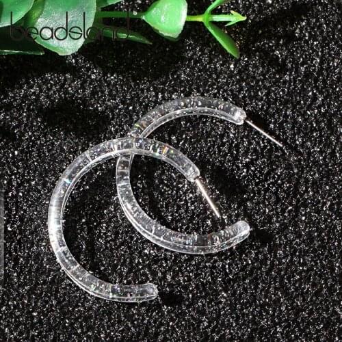 Beadsland Acetic Acrylic Shinny Glitter Hoop Earrings Women Fashion Jewelry Girl Gift 38744