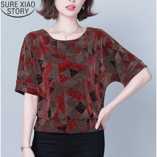 Shiny Sequin Blouse Red Golden Shine Womens Blouses Fashion Elegant Tunic Women Blouses Plus Size New Glitter Shirt Tops 14082