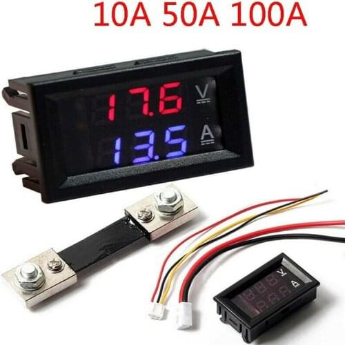DC 4-30V Voltage Current Dual Display Voltage Panel Meter LED Digital Tube Voltmeter Ammeter 100V 50A Electrical Gauge