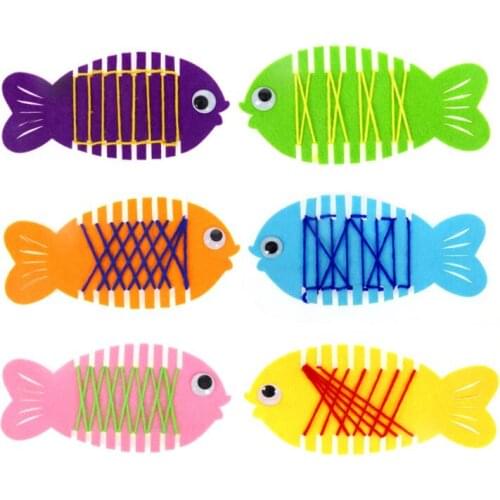 Kindergarten Wrapped Threading Wear Line Fish Manual Game Puzzle Early Learning Education Toys Montessori Teaching Aid Math Toys