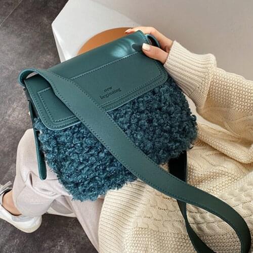 Elegant Square Women Crossbody Bag 2021 New High Quality Pu Leather Designer Female Handbag Plush Shoulder Messenger Purses