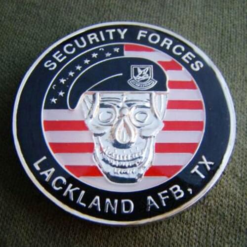 US FLAG SECURITY FORCES LACKLAND AFB TX CHALLENGE BADGE COIN