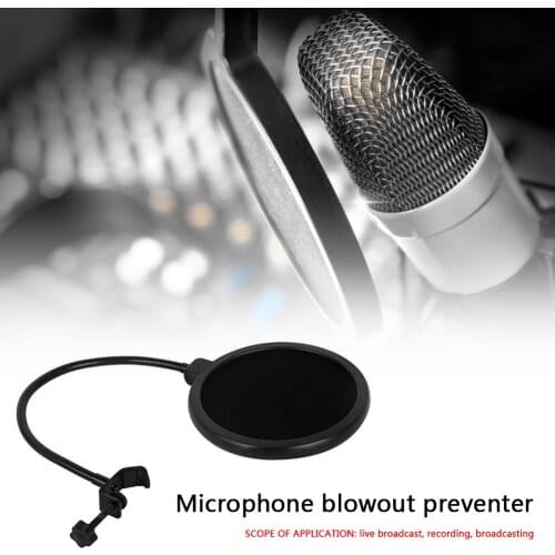 Classic Clamp On Microphone Pop Filter Professional Bilayer Spray Windscreen Mesh Guard Windproof Mic Cover Foam Filter