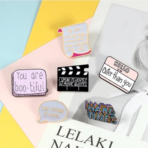 Brooches Collection News Letter Movie Clapboard TIME Icon Badges Enamel Lapel Pins Jeans Shirt Bag Cartoon Women Brooch Jewelry