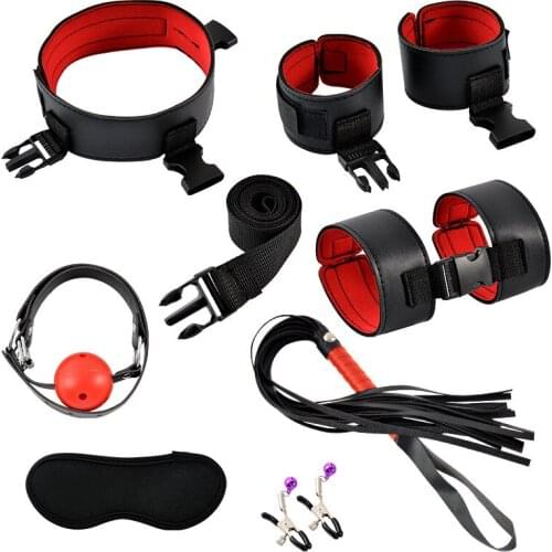 Sex Play Suit Leather Neoprene 8-piece Suit Couple Flirting Bundle Bondage Band G-spot Adult Toy Sexual Abuse Products