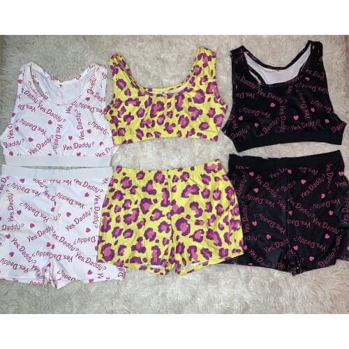 NEW Woman Tracksuit Skinny Soft Letter Yes DADDY Print Short Tank Tops + Ladies Female Sexy Shorts Women Casual 2 PCS Sets