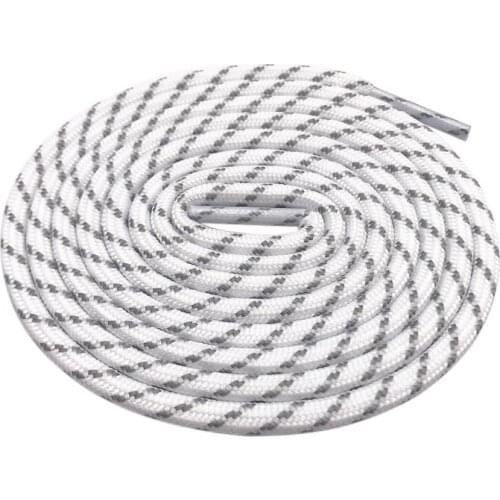 Weiou 4.5mm Round Rope Laces White Grey Cross Grain Two Tone Shoelaces Striped Bootlaces For Hiking Outdoor Sports Old Dad Shoes