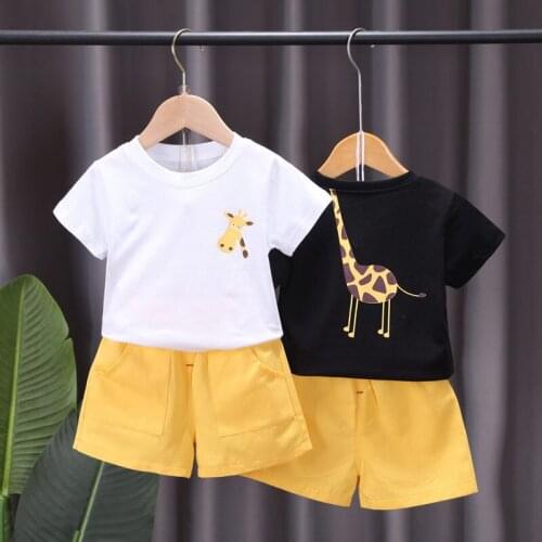 Summer Baby Girls Boys Clothing Kids Clothes Lovely Animal T Shirt Shorts 2pcs/Sets Infant Children Fashion Casual Costume sets