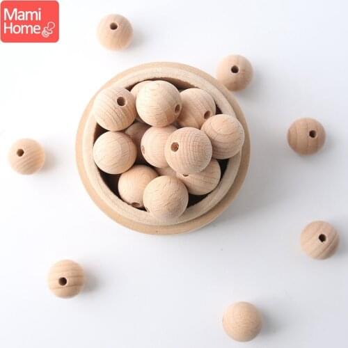 Mamihome 50pc 20mm Original Wooden Beads Teether Food Grade Wooden Teething DIY Crafts Accessories Chewing Toys Baby Accessories