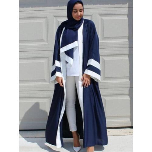 Muslimah Adult Striped printed Turkish Dubai islamic Abaya Dress cardigan Robes Arab Prayer Worship Service with scarf Wj2162