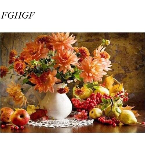 FGHGF Frameless pictures Digital oil painting decorative pictures hand painted canvas painting by numbers colorful Flower