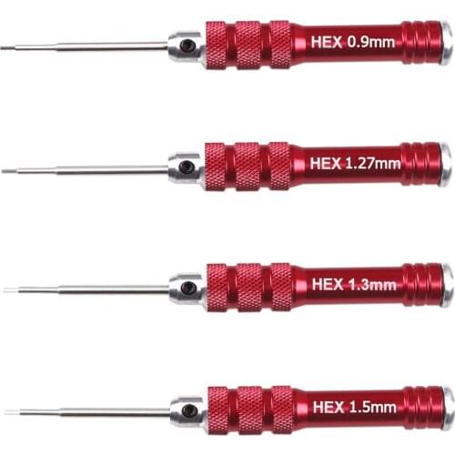 HSS Red Handle Hex Screwdriver Tool Set for RC Helicopter Drone Aircraft Model Metal Repair Tools Accessories 0.9/1.27/1.3/1.5mm