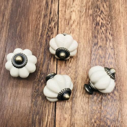 Set of 8 Ceamic Knobs 1.5" Grey Pumpkin Kitchen Cabinet Cupboard Porcelain Door Vintage Knobs Dresser Wardrobe and Drawer Pull